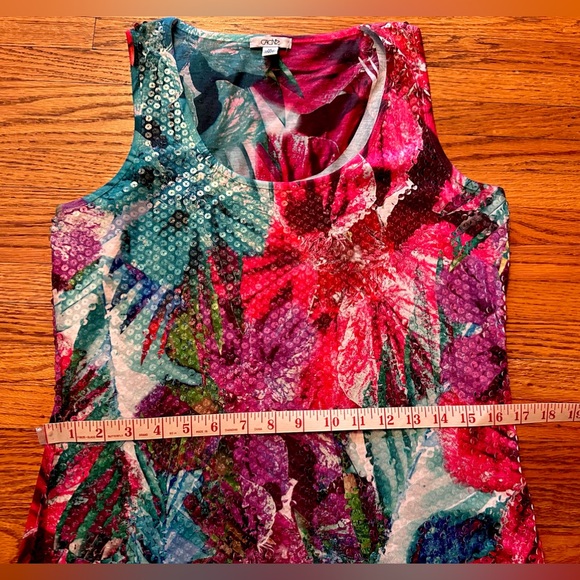 Very Cute Cache Blouse, Med, Excellent Preowned Condition-Multicolored w/Sequins - Picture 5 of 9